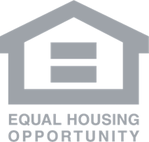 Gray equal housing opportunity logo with a stylized house and an equal sign inside, above the text "EQUAL HOUSING OPPORTUNITY.